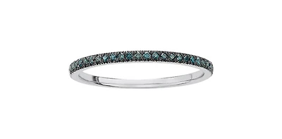 10K White Gold 0.10cttw Color Enhanced Blue Diamond Ring/Band, 6.5