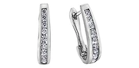 10K White Gold Diamond Hoop / Huggie Earring 0.50cttw