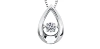 10K White Gold 0.05cttw Diamond Pulse Pendant, 18"