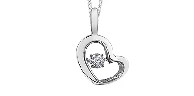 10K White Gold 0.05 Diamond Pulse Pendant, 18"