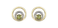 10K Yellow Gold 0.60cttw Peridot & 0.04cttw Diamond Stud Dangle Drop Earrings