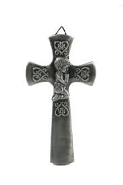 Praying Boy Pewter Cross
