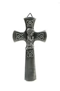 Praying Boy Pewter Cross