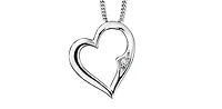 10K White Gold 0.01cttw Diamond Heart Necklace, 18"