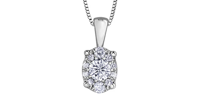 10K White Gold 0.23 cttw Diamond Oval Shaped Necklace, 18"