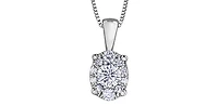 10K White Gold 0.23 cttw Diamond Oval Shaped Necklace, 18"