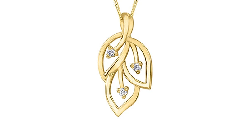10K Yellow Gold 0.03cttw Diamond Necklace, 18"