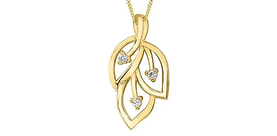 10K Yellow Gold 0.03cttw Diamond Necklace, 18"