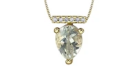 10K Yellow Gold 1.00cttw Green Amethyst (Prasiolite) and 0.042cttw Diamond Necklace, 18"