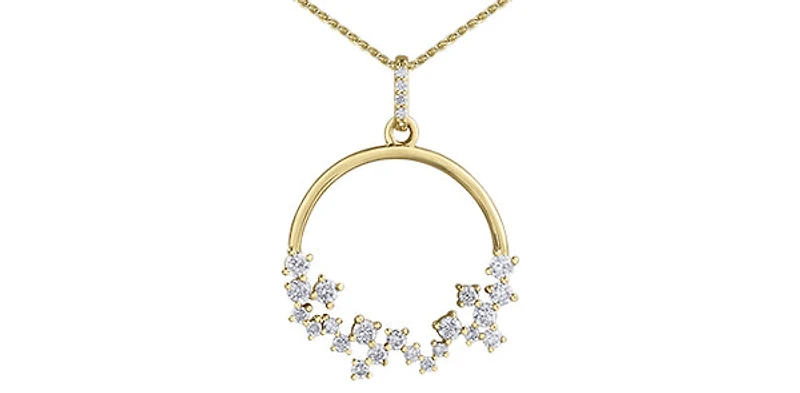 10K Yellow Gold 0.50cttw Diamond Necklace, 18"
