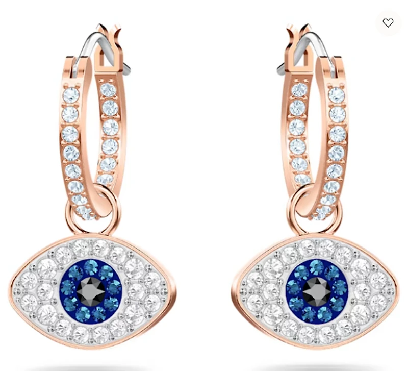 Swarovski Symbolic hoop earrings Evil Eye, Blue, Rose Gold-tone Plated - 5425857