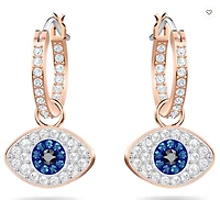 Swarovski Symbolic hoop earrings Evil Eye, Blue, Rose Gold-tone Plated - 5425857