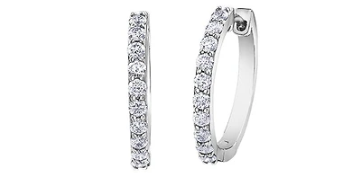 10K White Gold 0.75cttw Diamond Huggies - 20mm