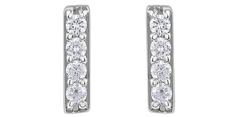 10K White Gold 0.14cttw Diamond Bar Earring