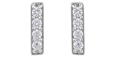 10K White Gold 0.14cttw Diamond Bar Earring