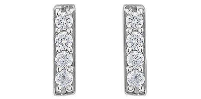 10K White Gold 0.072cttw Diamond Bar Earring - 6.5mm