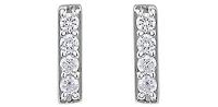 10K White Gold 0.072cttw Diamond Bar Earring - 6.5mm