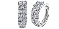 10K White Gold 0.75cttw Diamond Double Band Hoops - 12mm