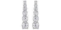 10K White Gold 1.00cttw Diamond Tappered 6 Stone Drop Earrings - 16mm x 4mm