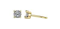 10K Two Toned Yellow and White Gold 0.50cttw Diamond Solitaire Illusion 4 Claw Setting Earrings - 5.5mm