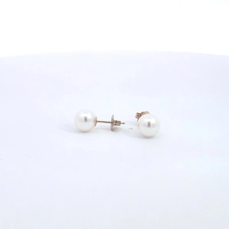 14K Yellow Gold 6.5-7.0mm Cultured Pearl Earrings with Butterfly Backs
