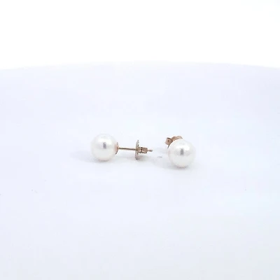 14K Gold 6.5-7.0mm Cultured Pearl Earrings with Butterfly Backs