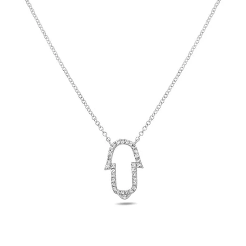 14K White Gold Diamond Necklace, 18"