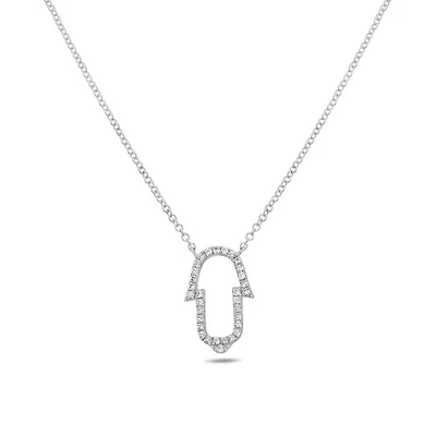 14K White Gold Diamond Necklace, 18"