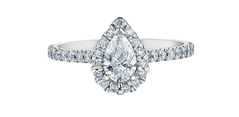 14K Gold 0.92cttw Lab Grown Diamond Pear Shape Engagement Ring - / 4