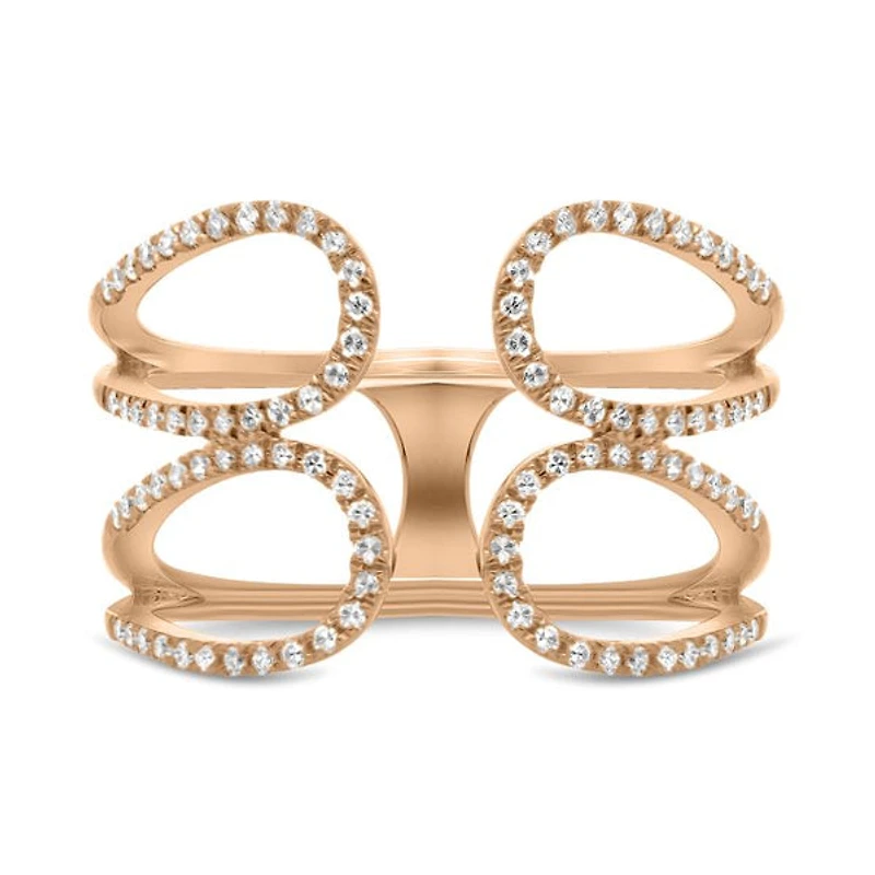 14K White, Yellow or Rose Gold 0.27cttw Diamond Loop Cuff Ring - 14K White Gold