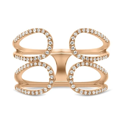 14K White, Yellow or Rose Gold 0.27cttw Diamond Loop Cuff Ring - 14K White Gold