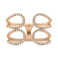 14K White, Yellow or Rose Gold 0.27cttw Diamond Loop Cuff Ring - 14K White Gold