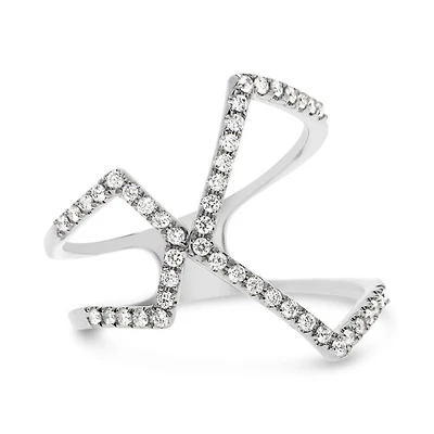 14K White, Yellow or Rose Gold 0.27cttw Diamond Geometric Ring - 14K White Gold