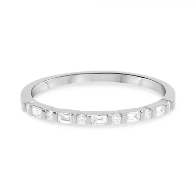 14K White, Yellow or Rose Gold 0.18cttw Diamond Art Deco Inspired Ring - 14K White Gold
