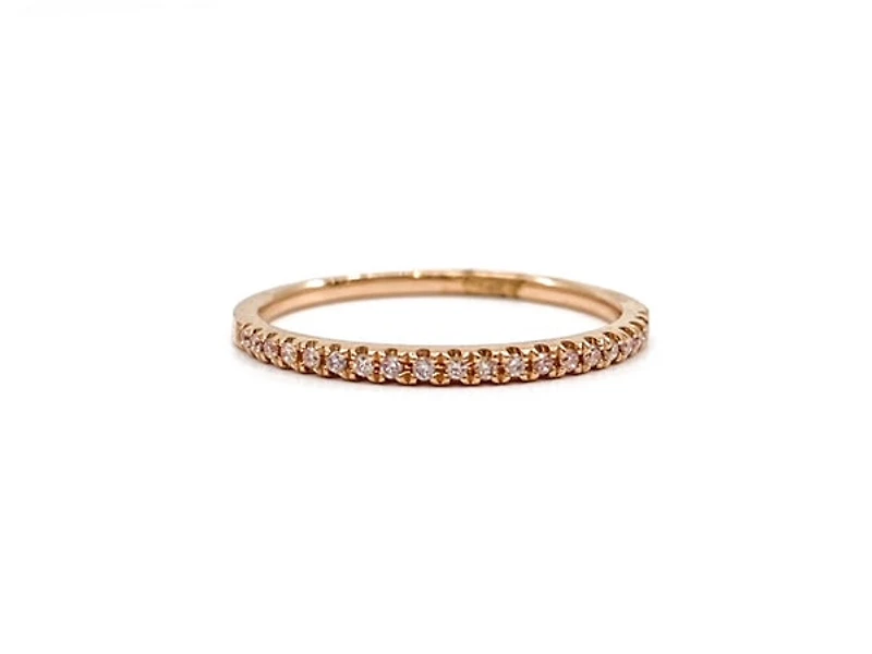 14K Rose Gold 0.09cttw Pink Diamond Band - Size 6.5