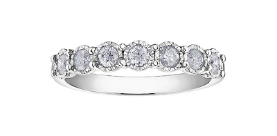 10K White Gold 0.35cttw Illusion Setting Diamond Ring - Size 6.5