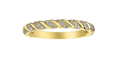 10K Yellow Gold 0.20cttw Diamond Twist Ring - Size 6.5