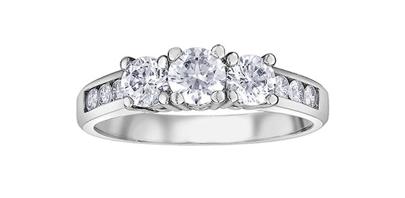 10K White Gold 1.00cttw Diamond Past Present Future Ring - 4.5 /