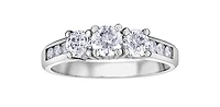 10K White Gold 1.00cttw Diamond Past Present Future Ring - 4.5 /