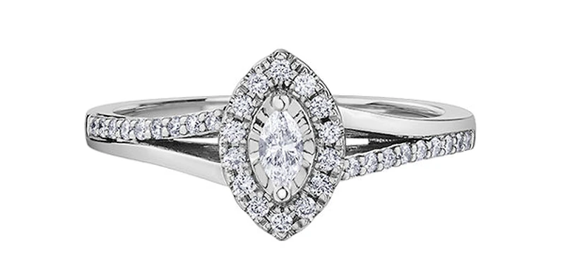 10K White Gold 0.30cttw Diamond Ring - Size 7
