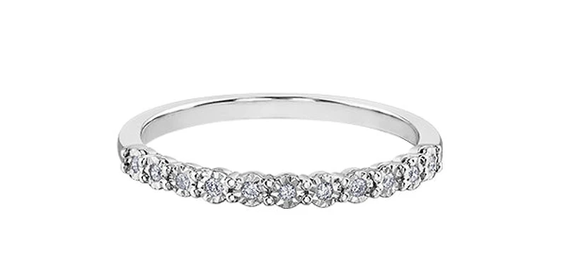 10K White Gold 0.055cttw Illusion Setting Diamond Ring - Size 6.5