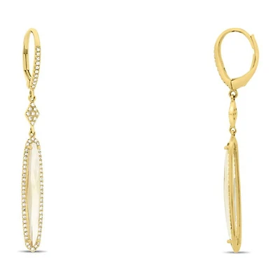 14K Yellow Gold Citrine and Diamond Dangle Earring