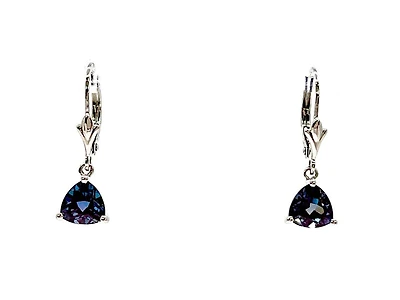 10K White Gold Created Alexandrite  Earrings