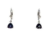 10K White Gold Created Alexandrite  Earrings