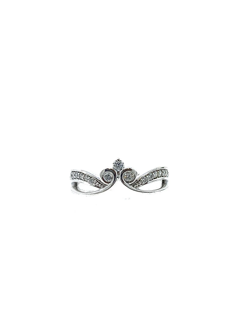 10K White Gold 0.30cttw Diamond Crown Ring, size 6.5