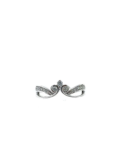 10K White Gold 0.30cttw Diamond Crown Ring, size 6.5