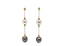 14K Yellow Gold South Sea and Tahitian Pearl Earrings with Butterfly Backs
