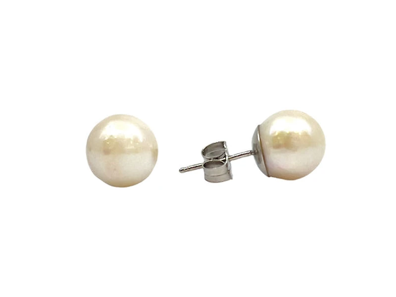 14K Gold 7-7.5mm Cultured Pearl Earrings with Butterfly Backs