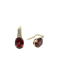 10K Yellow Gold Garnet & 0.04cttw Diamond Earrings