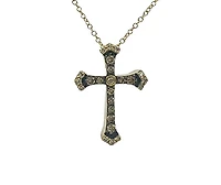 10K Yellow Gold 0.21cttw Chocolate & White Diamond Cross Pendant
